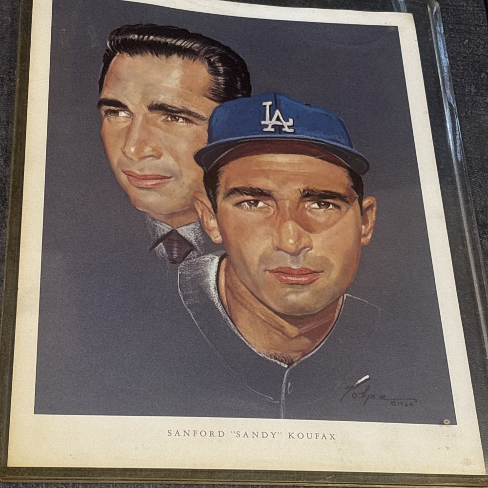 Sandy KOUFAX 1964 Los Angeles Dodgers Volpe print 76 Union Oil Plastic Sleeve